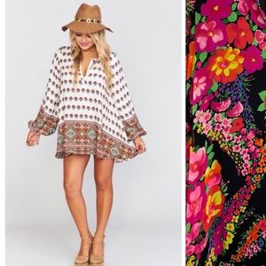 Show Me Your Mumu Jamie Long Sleeves Tunic Dress Floral Size S Wedding NightOut